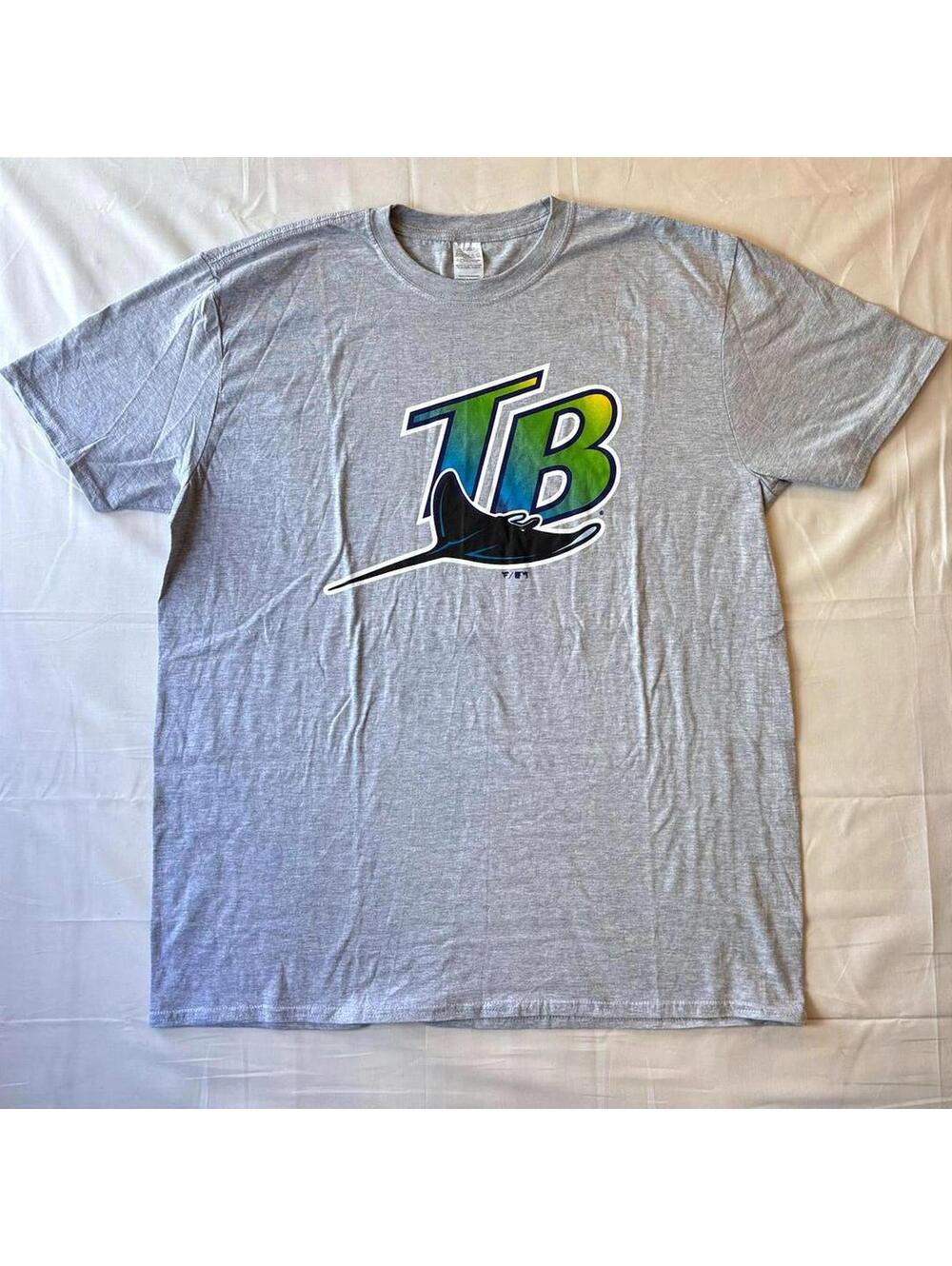 Tampa Bay Devil Rays TB Manta Ray Throwback Logo T-Shirt XL Heather Gray MLB
